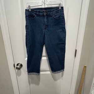 NYDJ Women Denim Capri Jeans Lift Tuck Technology Dark Wash TB3592T Size 6